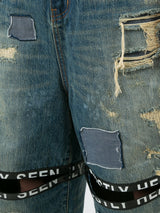 DESTROYED TICKER FEED JEANS - Mostly Heard Rarely Seen