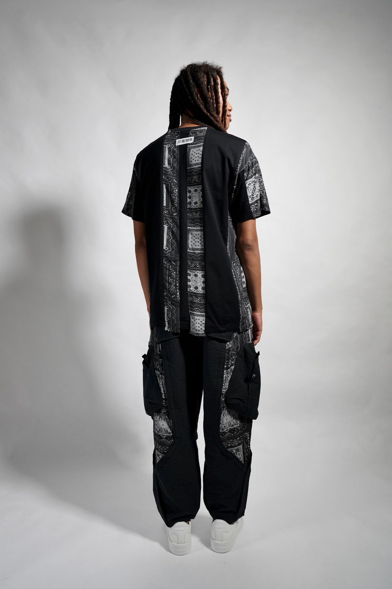 SPLICED PAISLEY TEE - BLACK