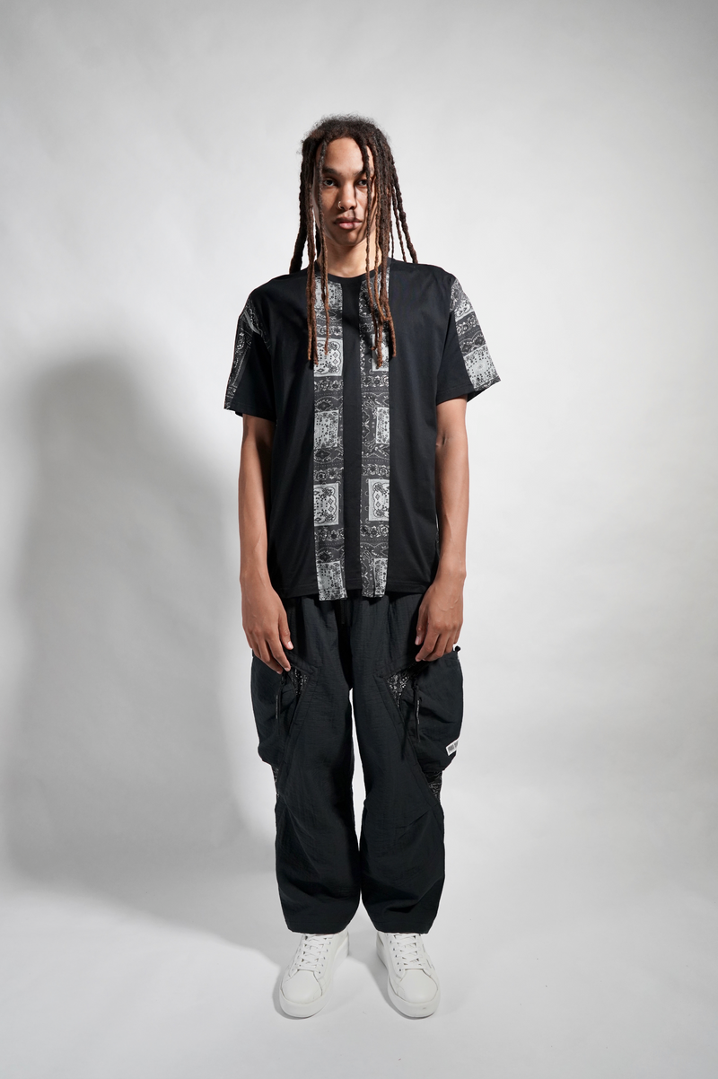 SPLICED PAISLEY TEE - BLACK