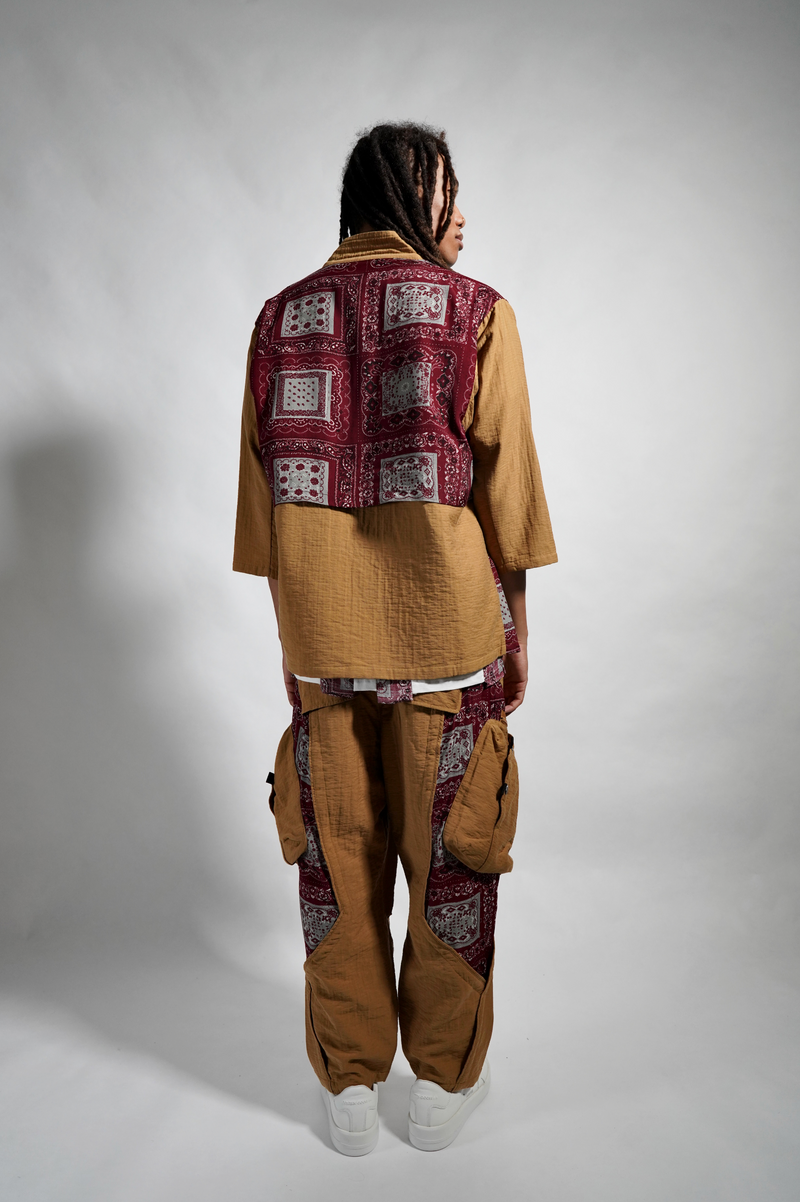 PATCH PAISLEY CARGO PANT - TAN