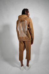 SPLICED LUXURY MOCK HOODIE - TAN