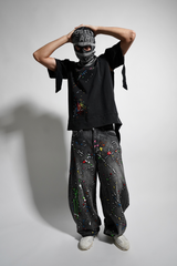 DECONSTRUCTED PAINT EMBROIDERED TEE