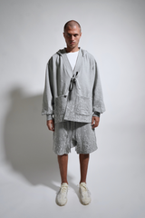 PAINT EMBROIDERED KIMONO X HOODIE