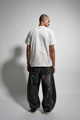 PAINT EMBROIDERED EXTRA WIDE LEG JEANS