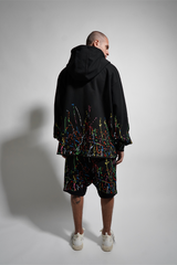 PAINT EMBROIDERED KIMONO X HOODIE