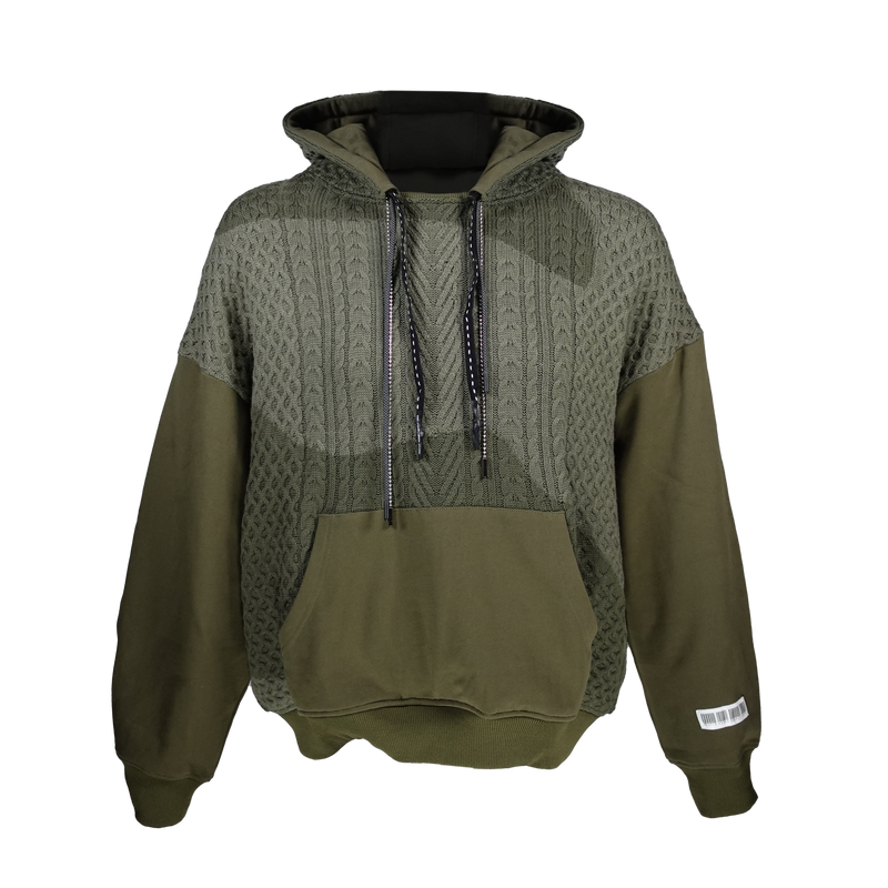 CAMO CABLE KNIT SWEATER HOODIE