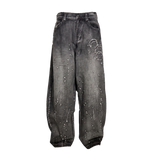 PAINT EMBROIDERED EXTRA WIDE LEG JEANS