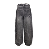 PAINT EMBROIDERED EXTRA WIDE LEG JEANS