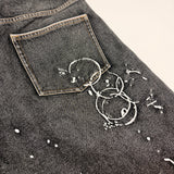 PAINT EMBROIDERED EXTRA WIDE LEG JEANS
