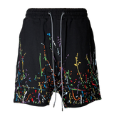 PAINT EMBROIDERED DROP CROTCH KNIT SHORT