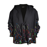 PAINT EMBROIDERED KIMONO X HOODIE