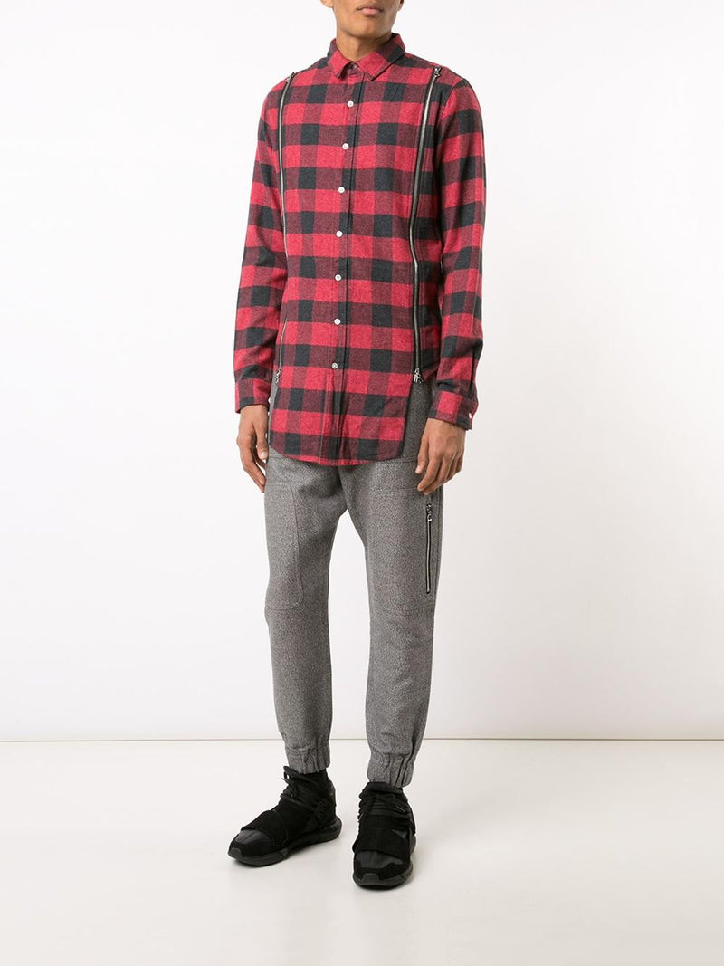 RED PLAID ZIPPER SHIRT - Mostly Heard Rarely Seen