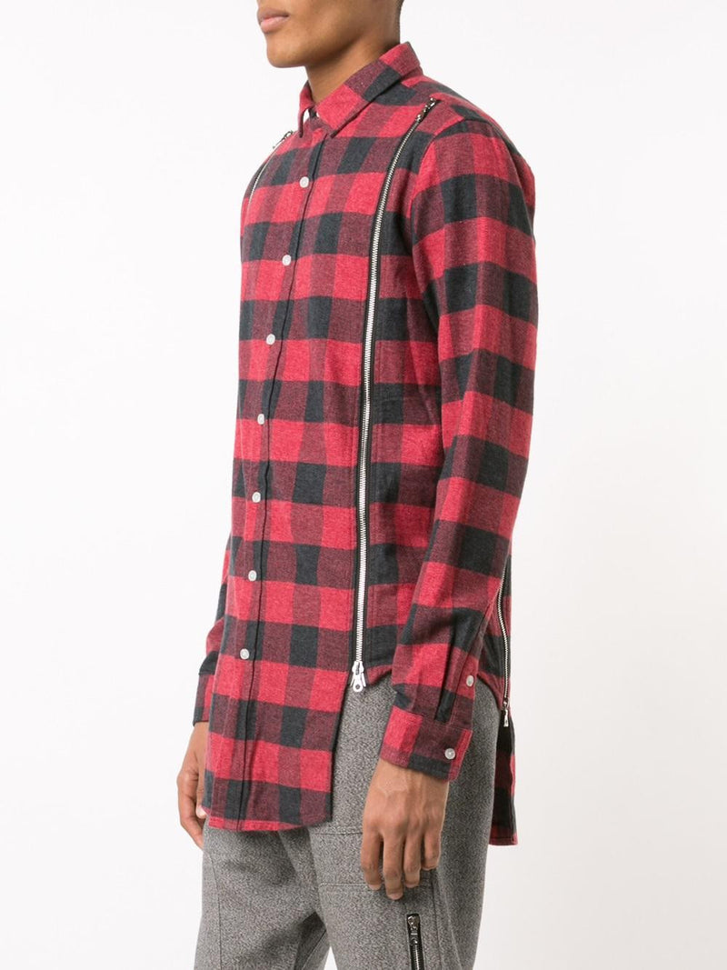 RED PLAID ZIPPER SHIRT - Mostly Heard Rarely Seen