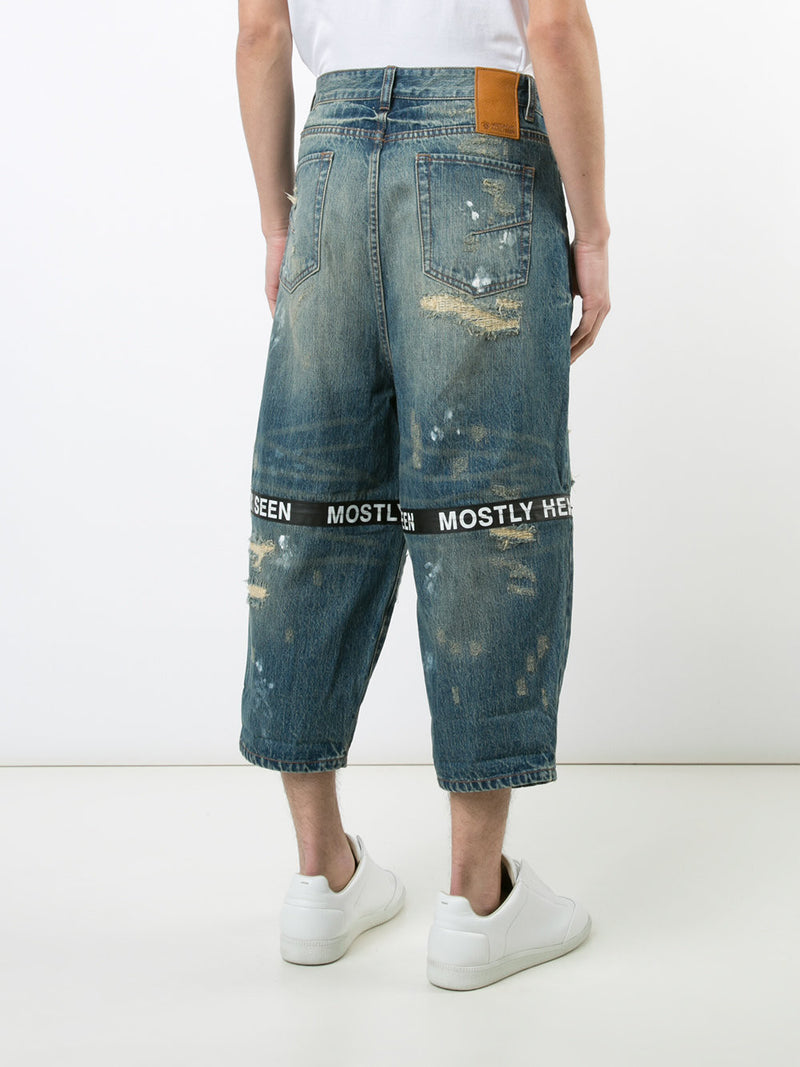 DESTROYED TICKER FEED JEANS - Mostly Heard Rarely Seen