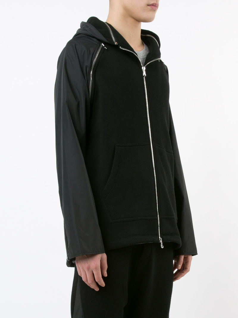 ZIP SLEEVE HOODIE - BLACK - Mostly Heard Rarely Seen
