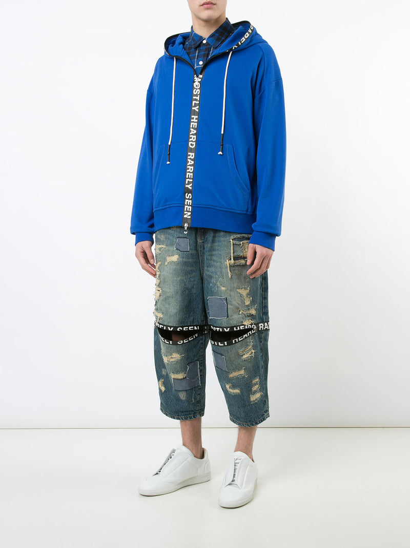 TICKER FEED HOODIE - BLUE - Mostly Heard Rarely Seen