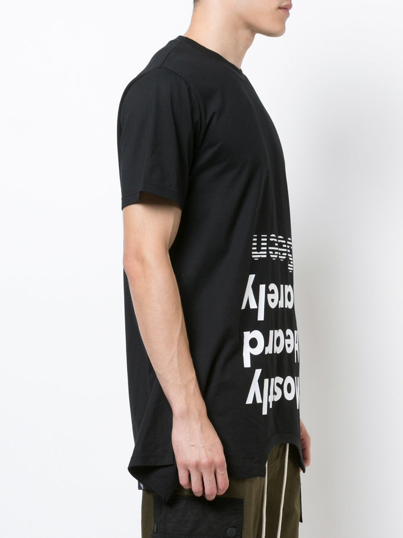 BLACK 4 SLEEVES UPSIDE DOWN LOGO T-SHIRT - Mostly Heard Rarely Seen