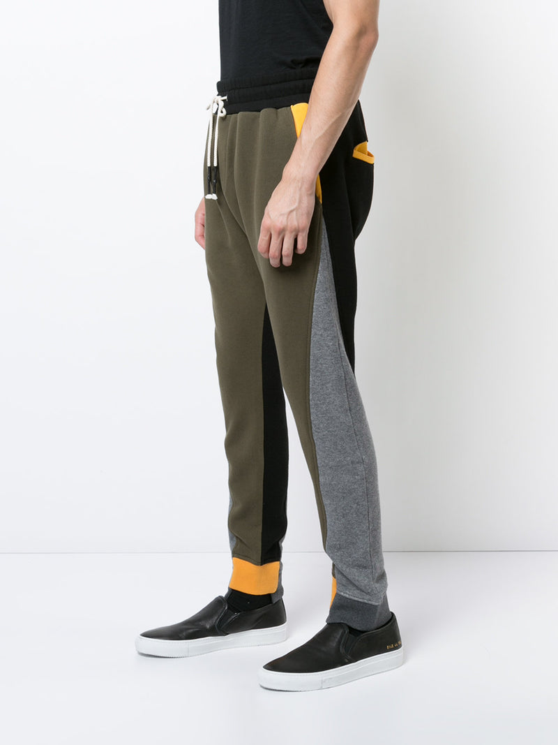 COLOR BLOCKING OFF SET LEG JOGGER (GREEN/BLACK) - Mostly Heard Rarely Seen