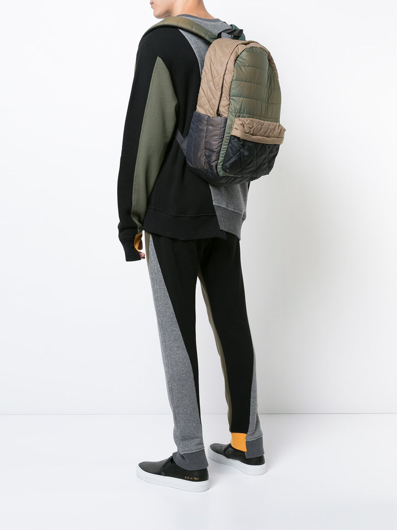 MULTI-PATTERN QUILTED COLOR BLOCKING BACKPACK - Mostly Heard Rarely Seen