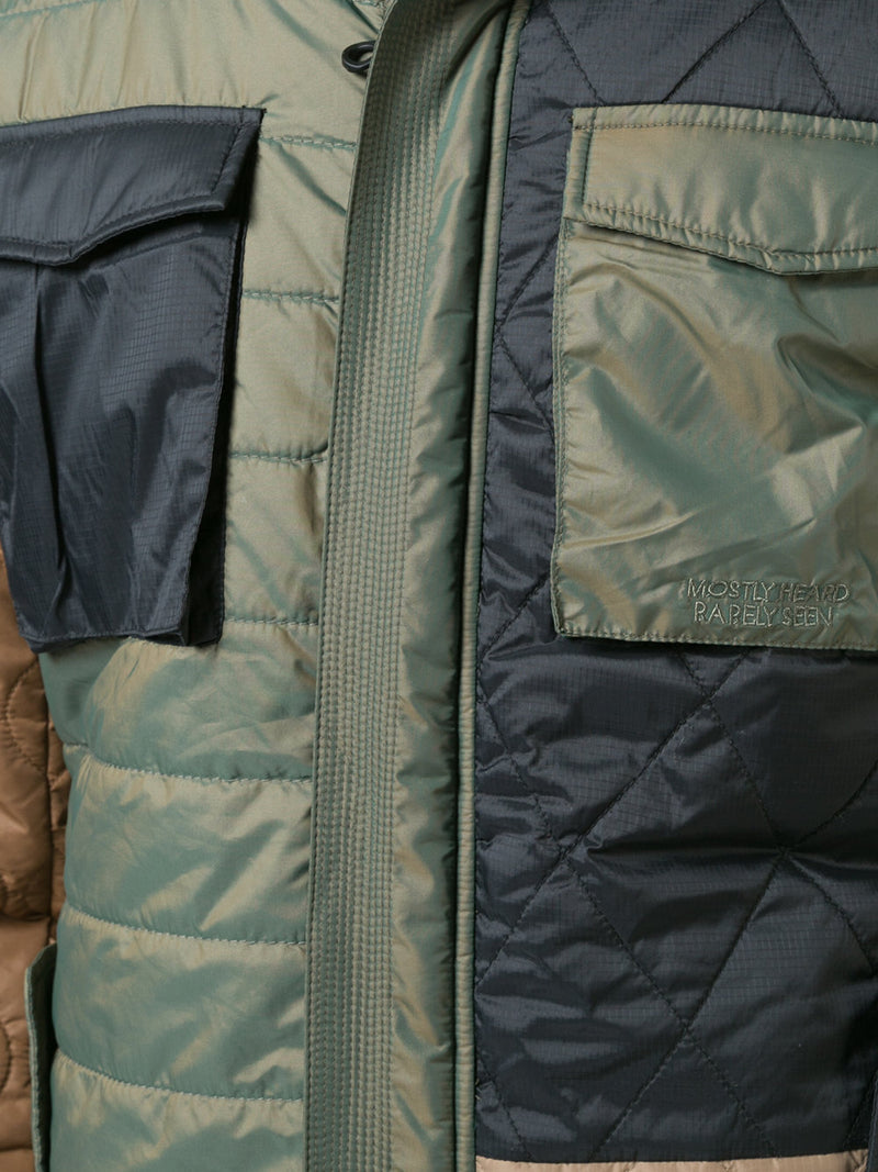 MULTI-PATTERN QUILTED COLOR BLOCKING M-65 JACKET - Mostly Heard Rarely Seen