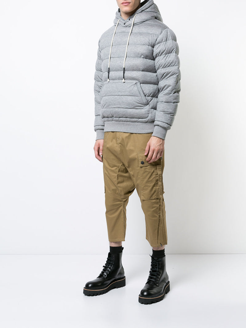 KNIT QUILTED PULL OVER GREY HOODIE - Mostly Heard Rarely Seen