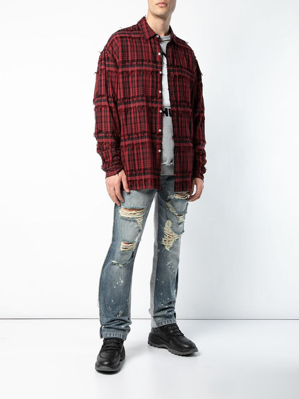 SLATER BUTTON UP RED BLACK PLAID - Mostly Heard Rarely Seen