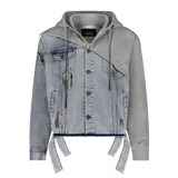 "KNIT HOODED DENIM" JACKET - Mostly Heard Rarely Seen