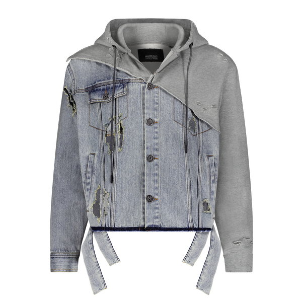 "KNIT HOODED DENIM" JACKET - Mostly Heard Rarely Seen