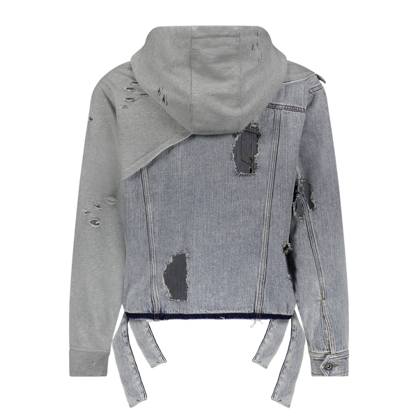 "KNIT HOODED DENIM" JACKET - Mostly Heard Rarely Seen