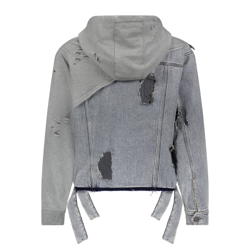 "KNIT HOODED DENIM" JACKET - Mostly Heard Rarely Seen
