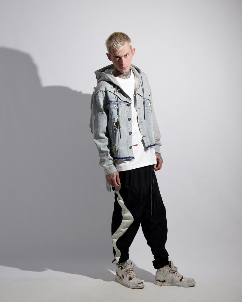 "KNIT HOODED DENIM" JACKET - Mostly Heard Rarely Seen