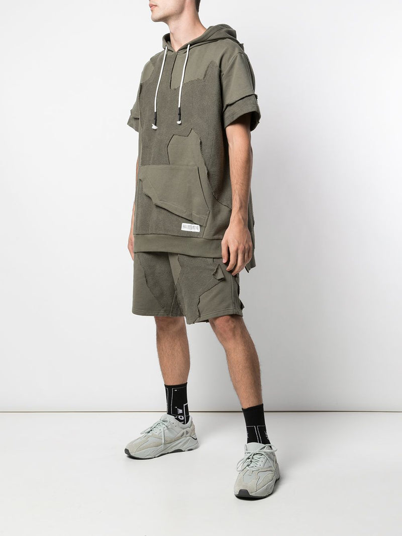 CUT ME UP SHORT SLEEVE HOODIE ARMY GREEN - Mostly Heard Rarely Seen