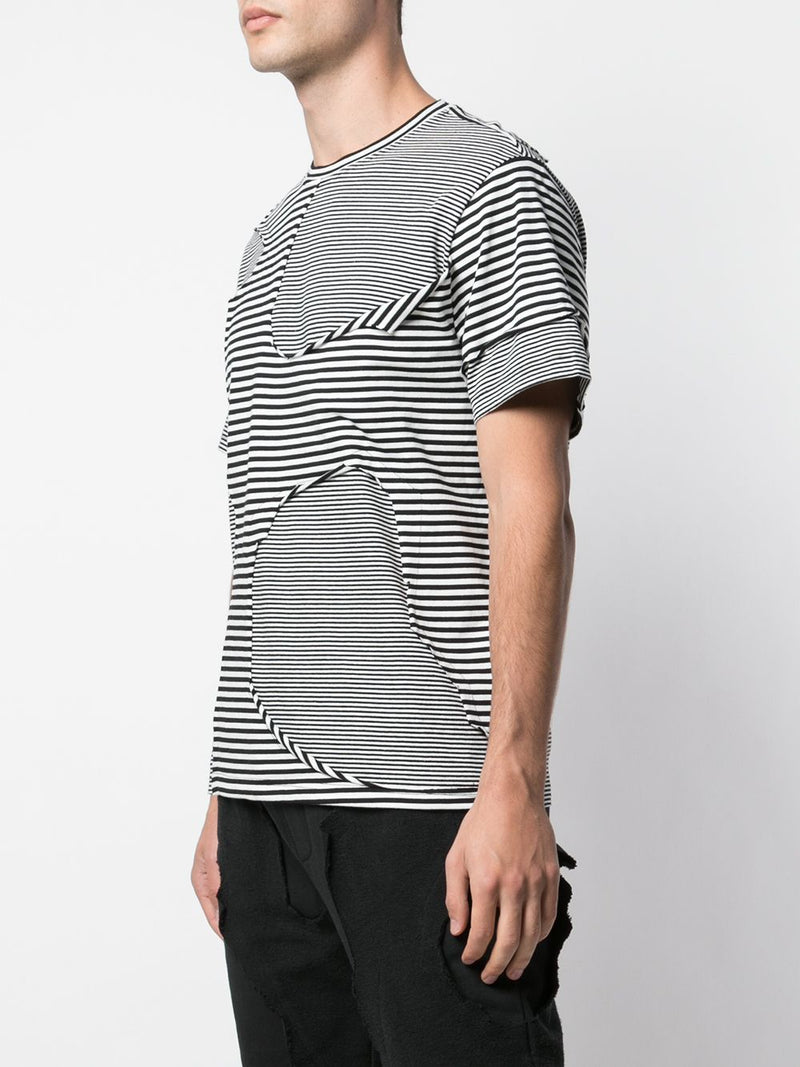 CUT ME UP TEE BLACK/OFF WHITE MIXED STRIPE - Mostly Heard Rarely Seen