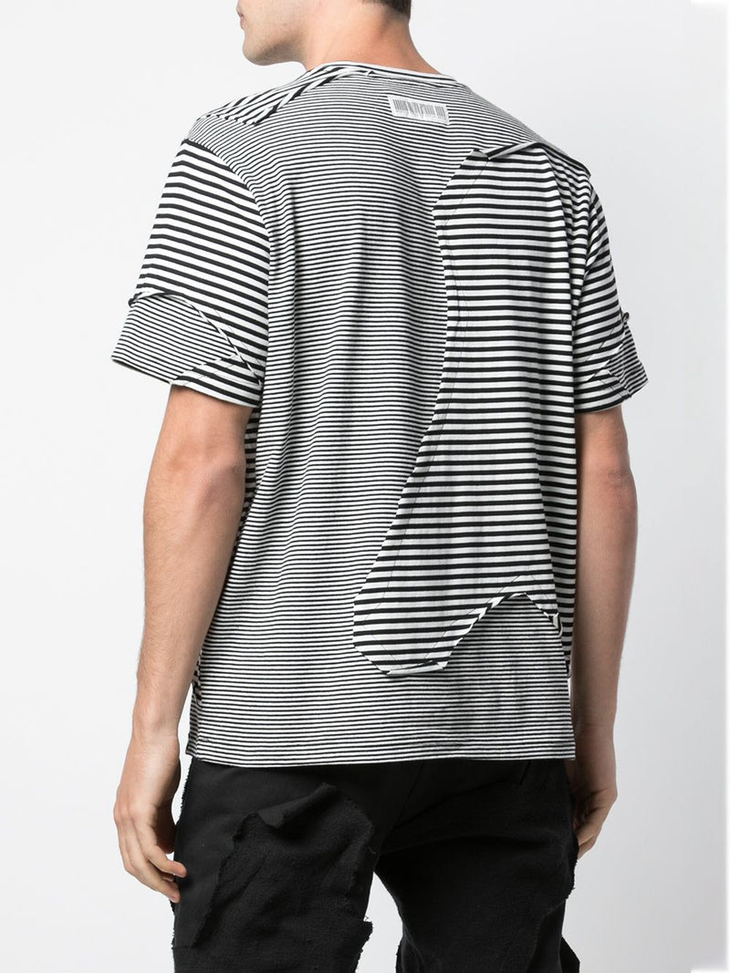 CUT ME UP TEE BLACK/OFF WHITE MIXED STRIPE - Mostly Heard Rarely Seen