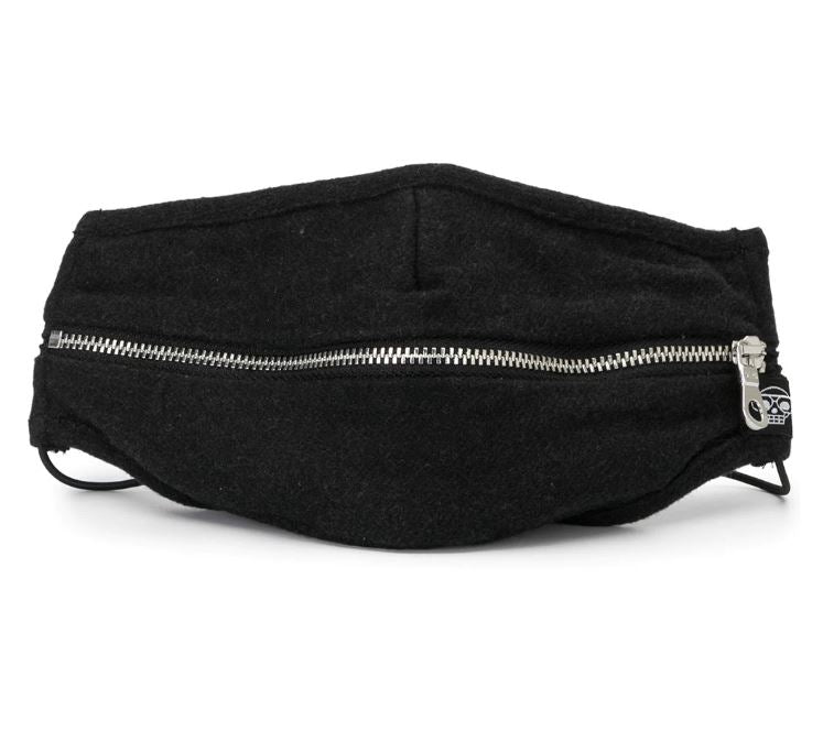 BLACK FLANNEL ZIPPER MHRS FACE MASK - Mostly Heard Rarely Seen