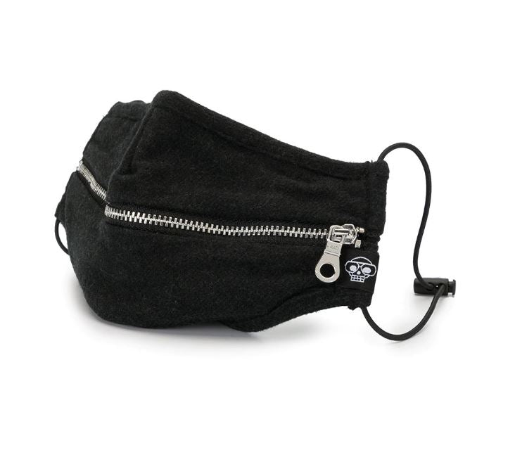 BLACK FLANNEL ZIPPER MHRS FACE MASK - Mostly Heard Rarely Seen