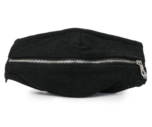 BLACK WITH RED PLAID FLANNEL ZIPPER MHRS FACE MASK - Mostly Heard Rarely Seen