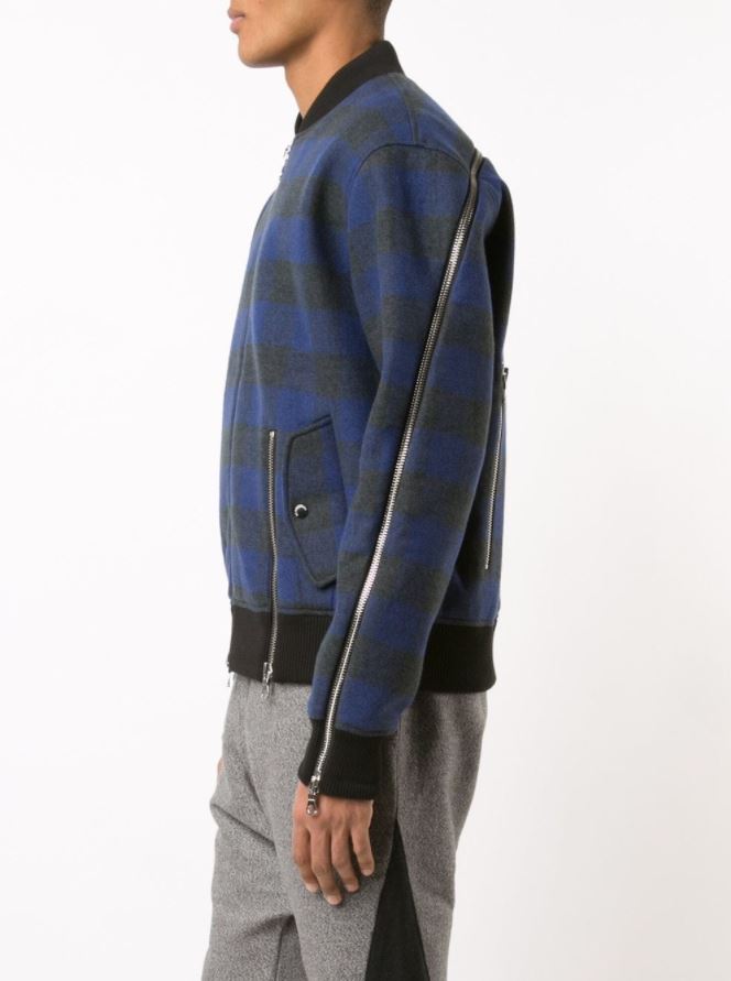 PLAID ZIPPER BOMBER JACKET NAVY PLAID - Mostly Heard Rarely Seen
