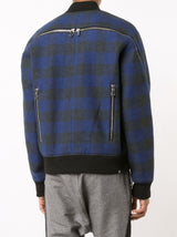 PLAID ZIPPER BOMBER JACKET NAVY PLAID - Mostly Heard Rarely Seen