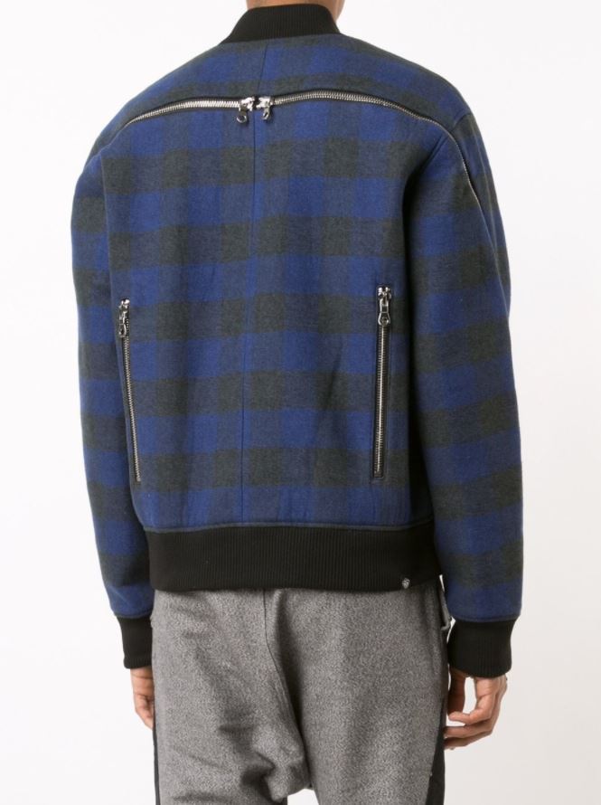 PLAID ZIPPER BOMBER JACKET NAVY PLAID - Mostly Heard Rarely Seen