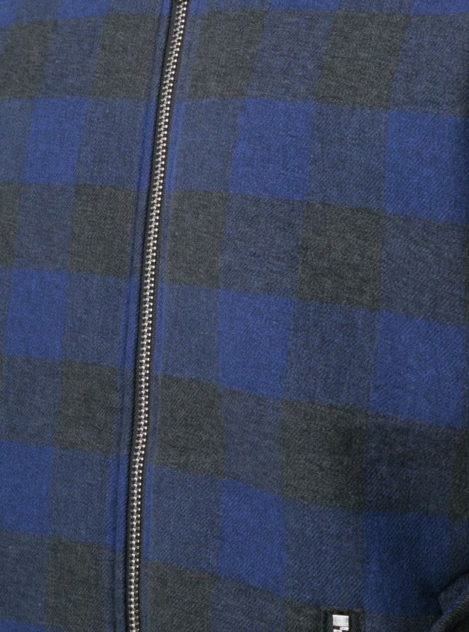 PLAID ZIPPER BOMBER JACKET NAVY PLAID - Mostly Heard Rarely Seen