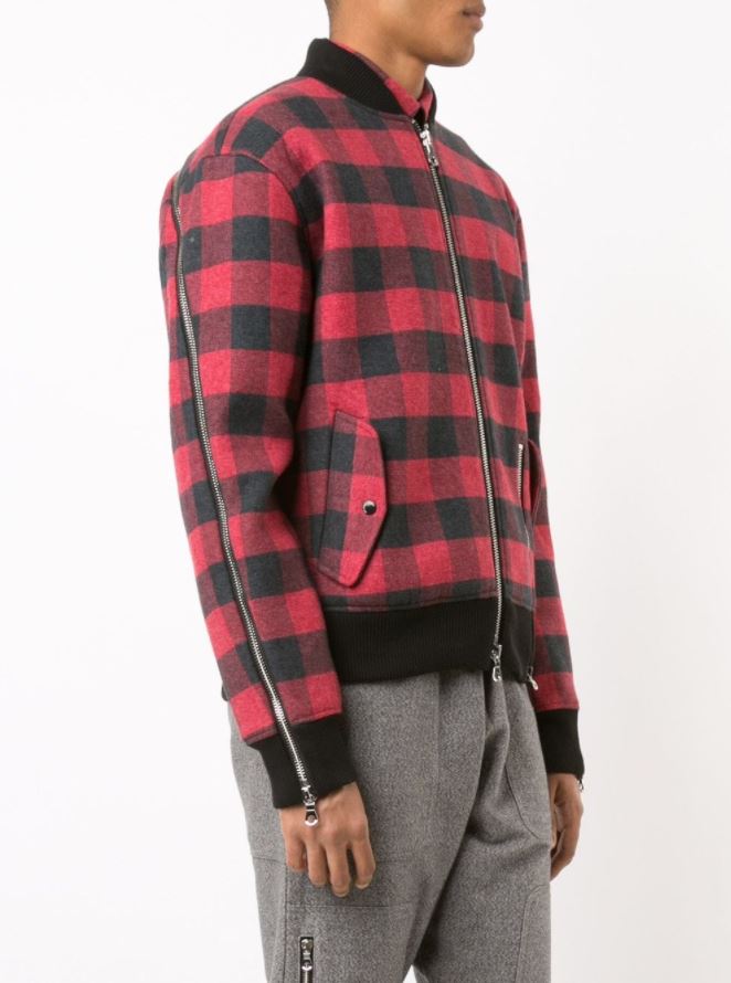 PLAID ZIPPER BOMBER JACKET RED PLAID - Mostly Heard Rarely Seen