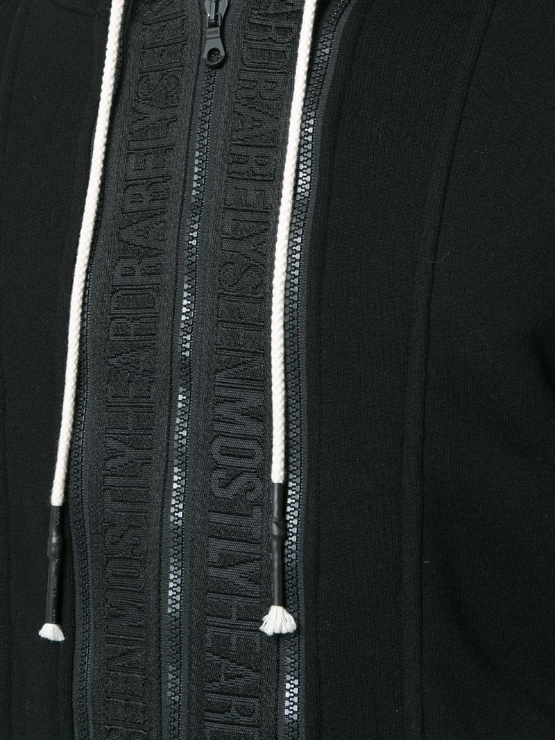 BLACK BRANDED TAPING ZIP UP HOODIE - Mostly Heard Rarely Seen