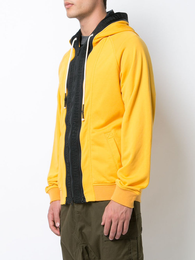 YELLOW BRANDED TAPING ZIP UP HOODIE - Mostly Heard Rarely Seen