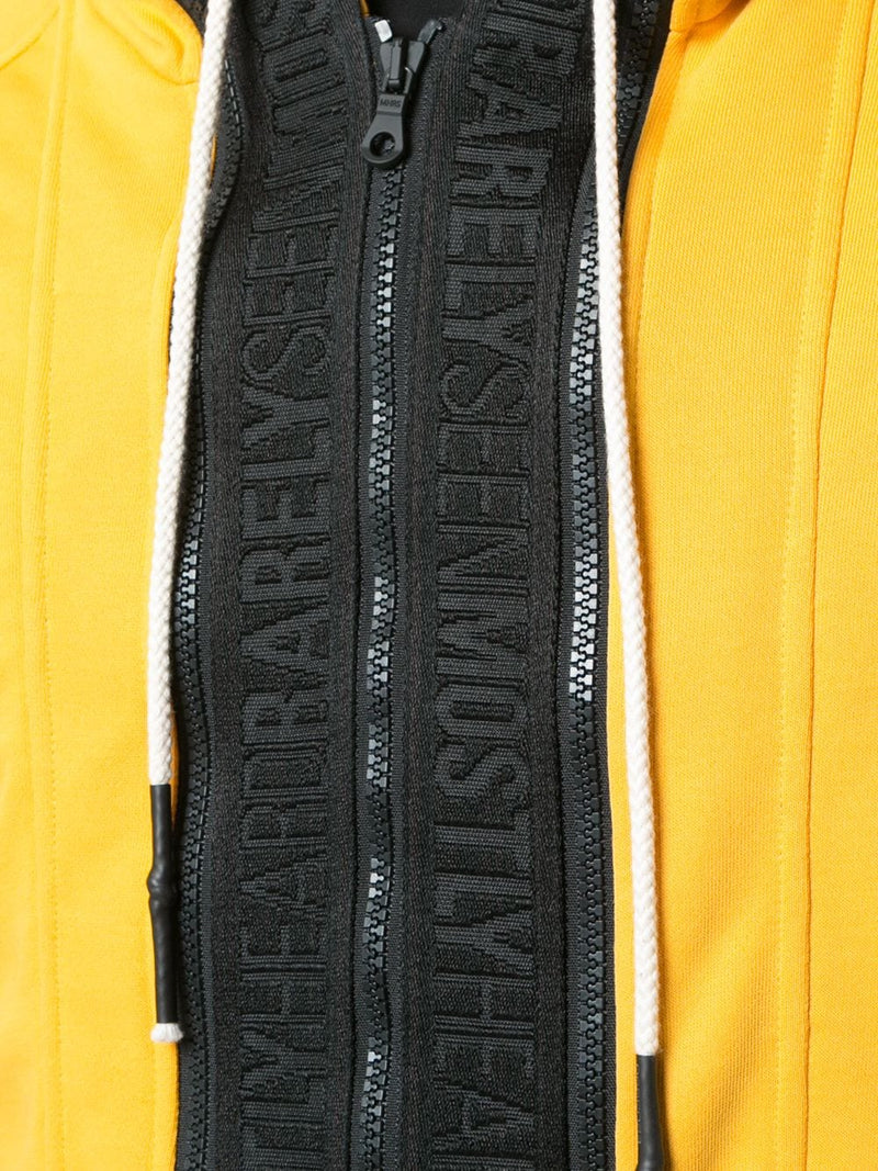 YELLOW BRANDED TAPING ZIP UP HOODIE - Mostly Heard Rarely Seen