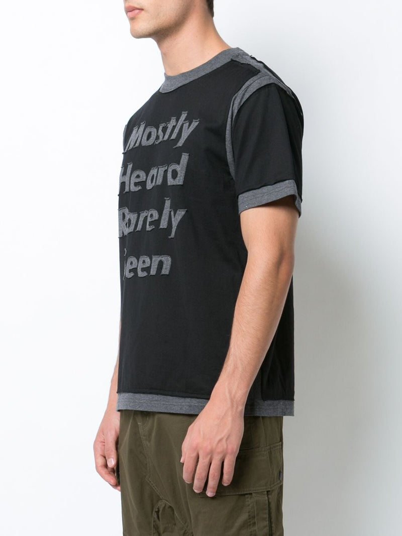 DECONSTRUCTION STYLE T-SHIRT W/ LOGO BLACK - Mostly Heard Rarely Seen
