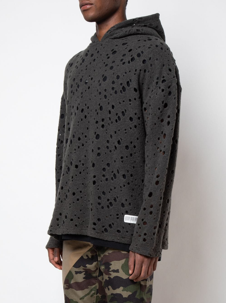 HOLEY HOODIE DARK ARMY GREEN - Mostly Heard Rarely Seen