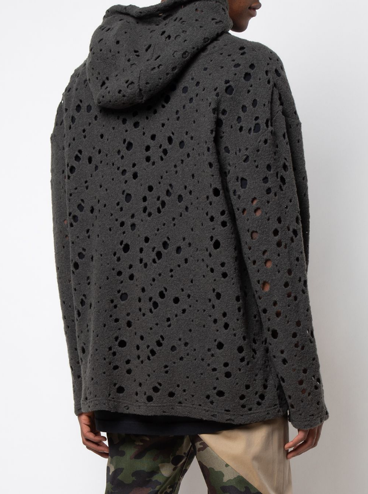 HOLEY HOODIE DARK ARMY GREEN - Mostly Heard Rarely Seen