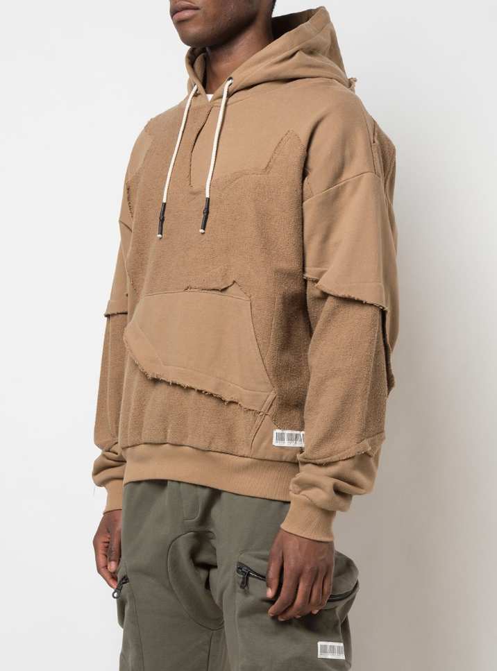 CUT ME UP DROP SHOULDER HOODIE CAMEL - Mostly Heard Rarely Seen