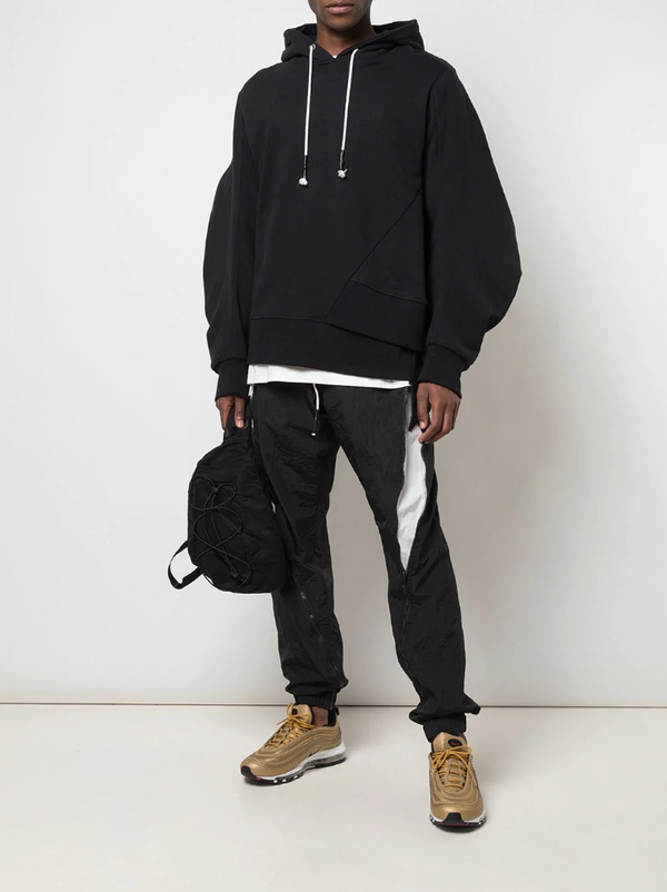 STAGGERED HEM HOODIE BLACK - Mostly Heard Rarely Seen